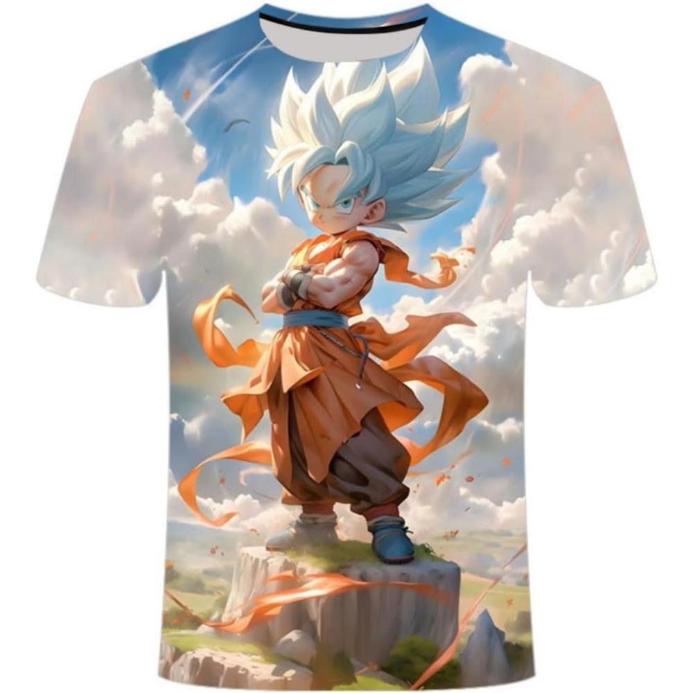 Anime tričko 3D potisk komiksový nový letní tričko, módní tričko s krátkým rukávem pro muže a ženy černé s kulatým výstřihem.