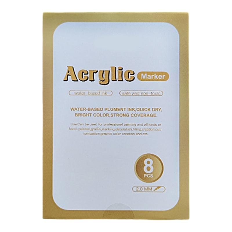 9 Stück Acrylfarbmarker mit Metallic-Finish, wasserfestes Schichtdesign für Künstler, Nachtskizzieren, Kunststoff-Kunstwerkzeuge
