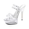 Fashion Women Model Shoes Heels Super High heels 15cm Sunflower Waterproof Sandals Transparent Clear heel Crystal Shoes Wedding Shoes