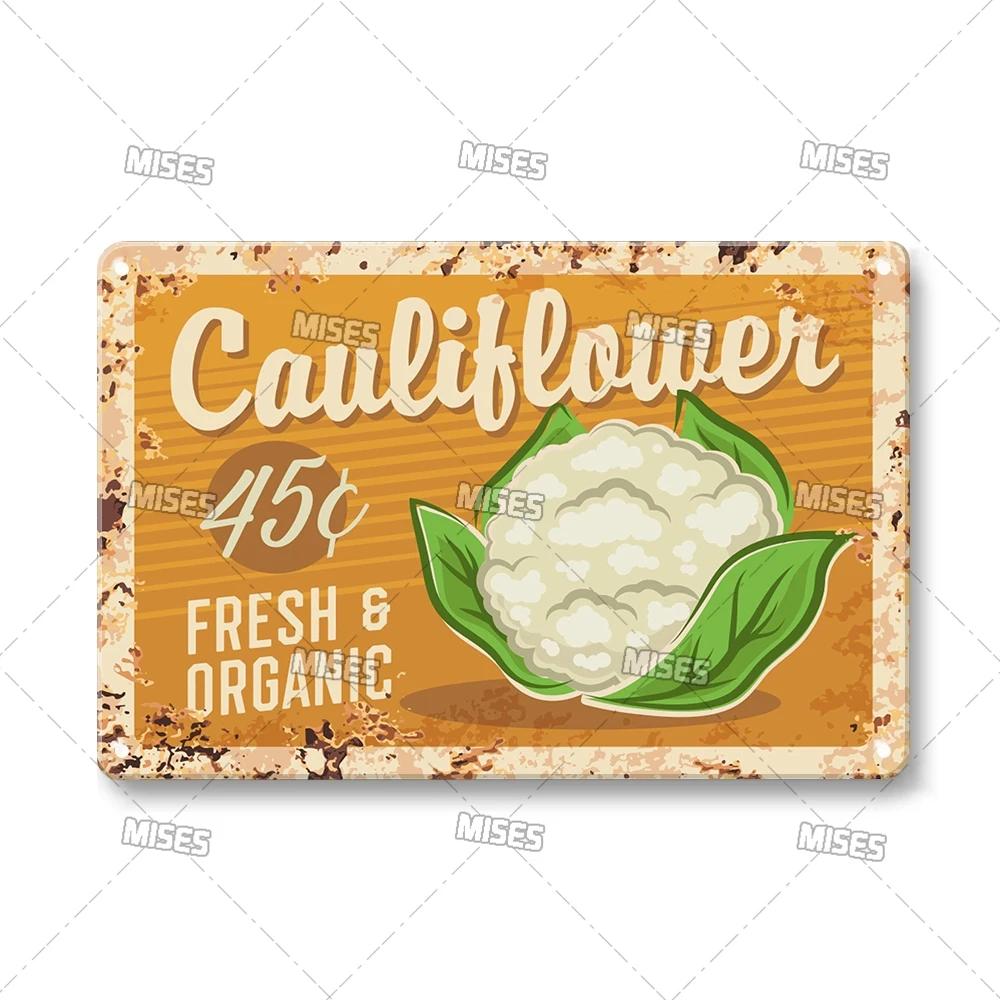 MISES Vegetable And Fruit Metal Tin Sign Retro Metal Plaque Decorative Plate Man Cave Studio Farm Metal Sign Kitchen Wall Plate