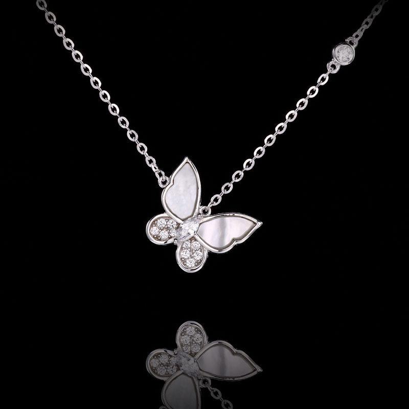 

Ожерелье из серебра 925 пробы с бабочкой и перламутром — подарок на День святого Валентина AC-810BB платиновый