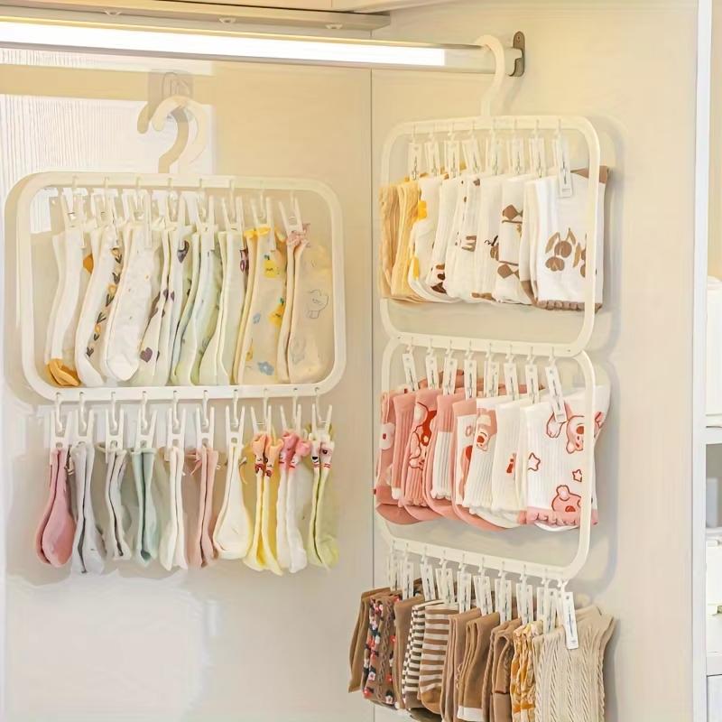 Non Marking Baby Clothes Hanger Plastic Home Wardrobe Baby Socks Non Marking Storage Sock Clip Windproof Drying Hanger Practical
