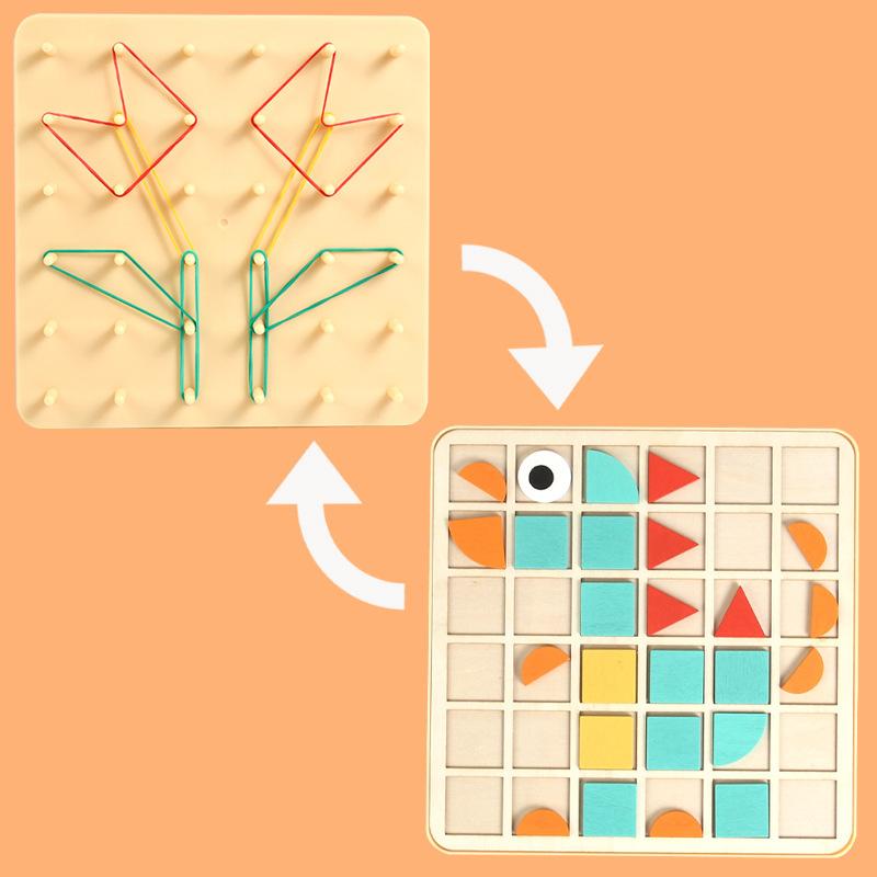 

Children s early education kindergarten geometric shape creative nail board two-in-one puzzle enlightenment three-dimensional puzzle puzzle puzzle toy