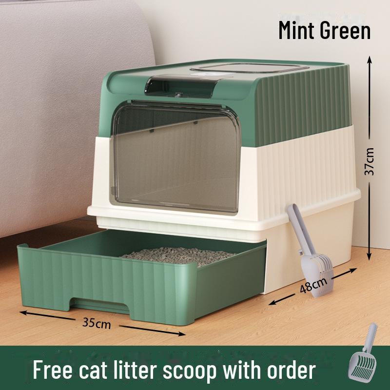 Oversized Drawer-Type Enclosed Cat Litter Box: Splash-Proof, UV-Proof Cat Toilet and Pet Supplies