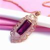 Exquisite Russian 585 Purple Gold Plated Rose Gold Square Redstone Pendant Necklace Fashionable And Exquisite Colored Gold Necklace