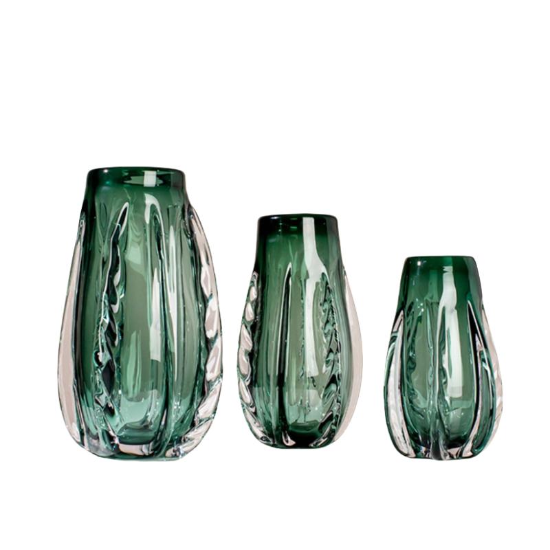 Grüne Glasvase Transparente Dicke Kristallvase Blumenarrangement Zubehör Terrarium Blumentopf Heimdeko Zubehör