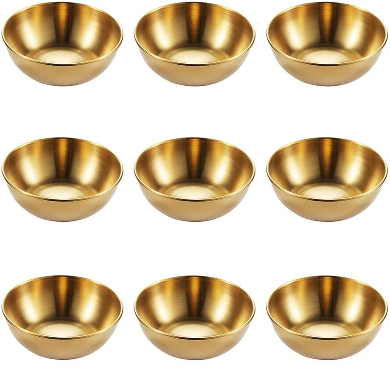 Metal Sauce Bowls Round Stainless Steel Seasoning Dishes Small Sushi Dipping Bowls Prep Appetizer Plates for Kitchen