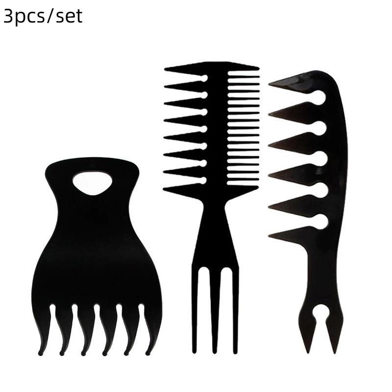 Styling Comb Set For Men Hair Styling - Wide Tooth Comb Hair Pick Texture Comb Slicked-Back Undercut Anti Static Comb 3PCS