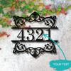 Custom Metal Tin Sign Scroll Design Address Plaque House Number Home Decor