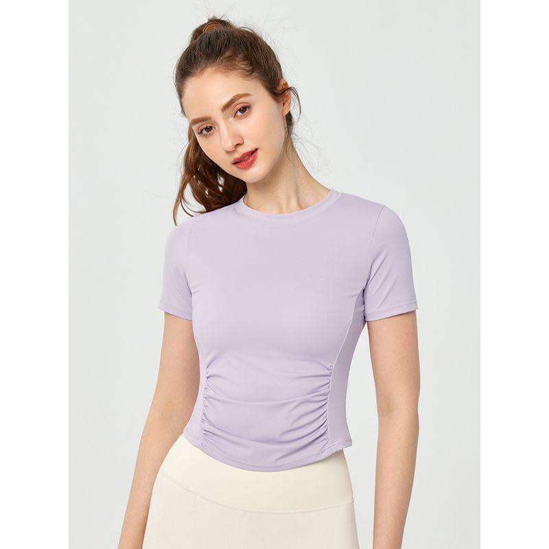 Original Yoga Clothes Top Women's Short Sleeve Waist Hugging Slimming Tight Sports T-shirt Quick-Drying Pilates Workout Clothes Thin