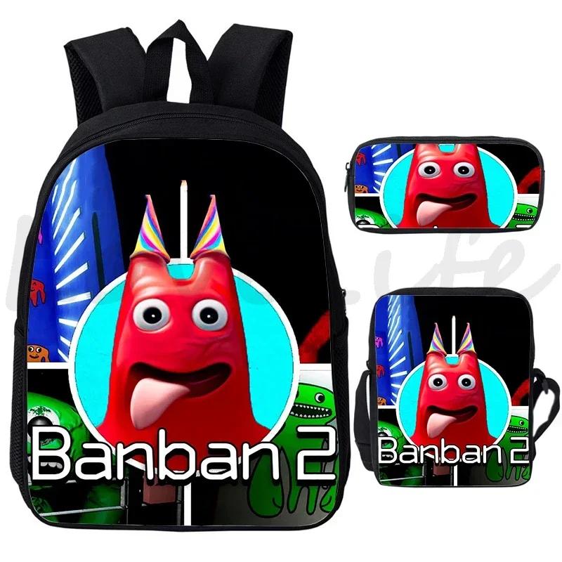 3Pcs/set Garten Of BanBan Backpack Anime Game School Bags Boys Girls Bookbag Cartoon Large Capacity Children Schoolbag Mochila