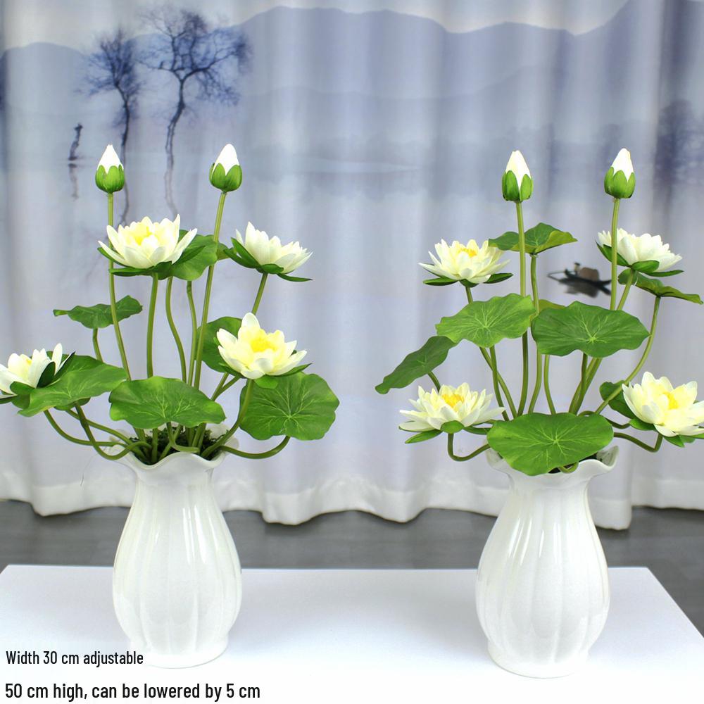 Artificial Silk Lotus Flower Ornament for Buddha Altar - Decorative Bonsai Guanyin Flower