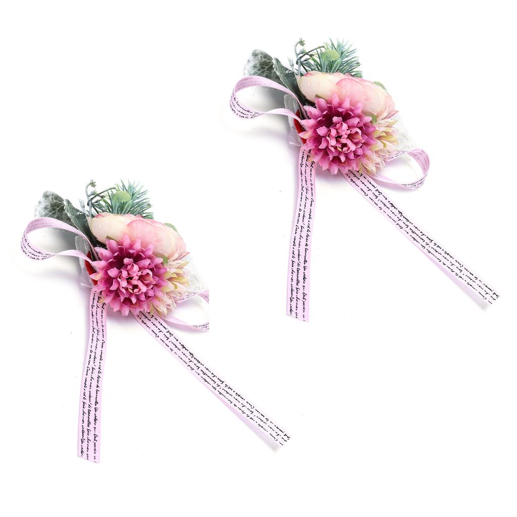 2 Stück Hochzeit Braut Corsage Brautjungfer Handgelenkblume für Hochzeitsfeier JubiläumRosa