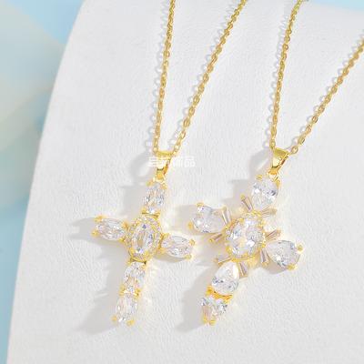 Cross Necklace Women'S Premium Retro Versatile Bright Pendant Jewelry Of The Same Style