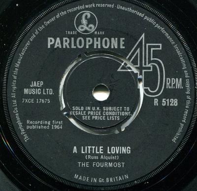 7-Zoll Schallplatte FOURMOST - A Little Loving R5128 Parlophone 1964 UK Rock Gebraucht