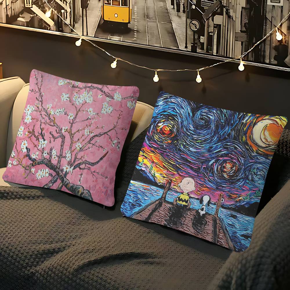 Van Gogh Famous Painting Cushion Cover Car Throw Pillow Case For Sofa Car Christmas Gift 40x40cm 45x45cm