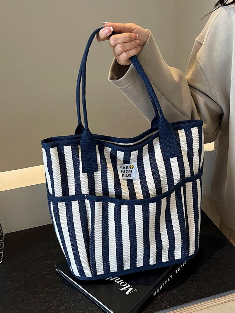 2025 Neue Damen Sommer Farbblock Streifen Tragetasche - Vielseitig, Großes Fassungsvermögen, Lässige Schultertasche