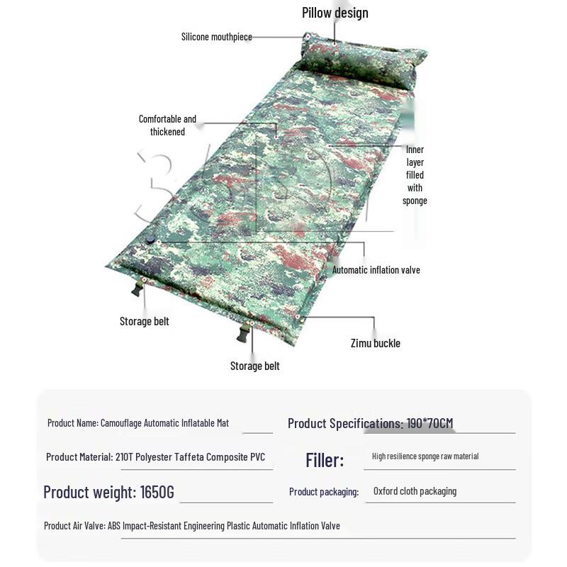 Thick Automatic Inflatable Camping Mat with Pillow