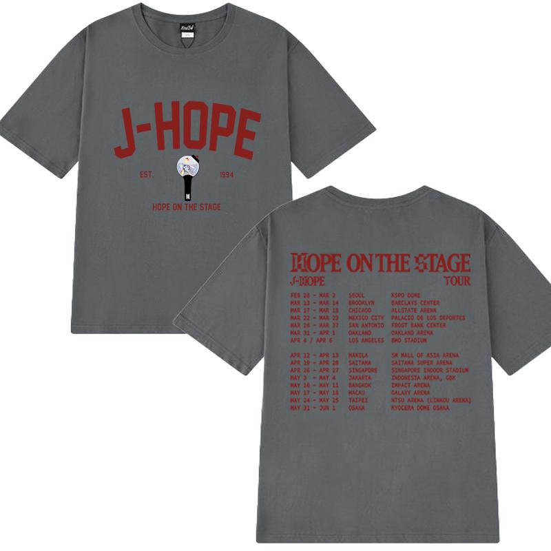 Kpop J-Hope Hope On The Stage Tour Setlist Printed T Shirt 2025 Men Women Fashion Y2k Short Sleeve T-shirts Unisex Cotton Tops