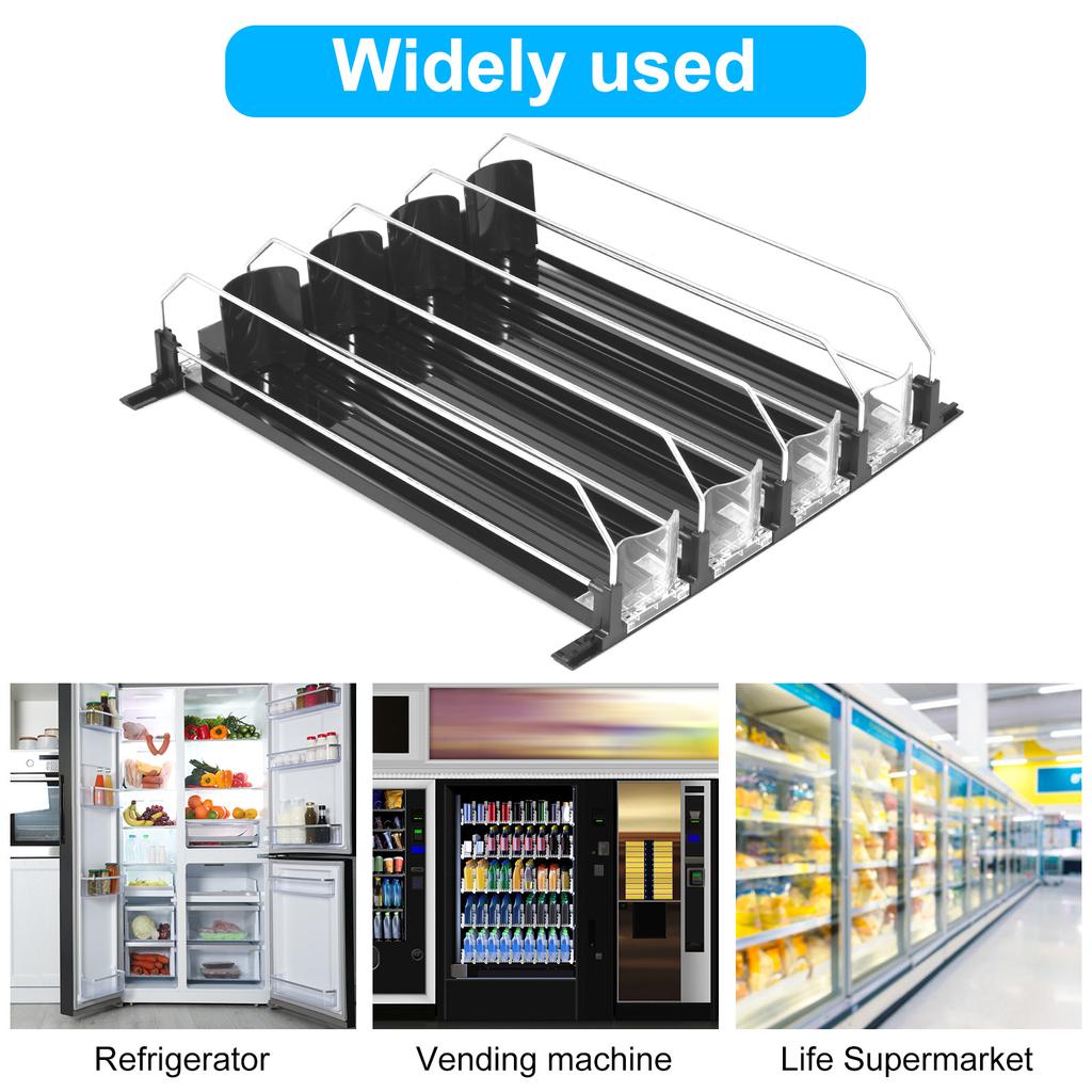 Drink Organizer for Fridge Self-Sliding Soda Can Dispenser with Locking Design 3 Rows Fridge Drink Dispenser Adjustable Width