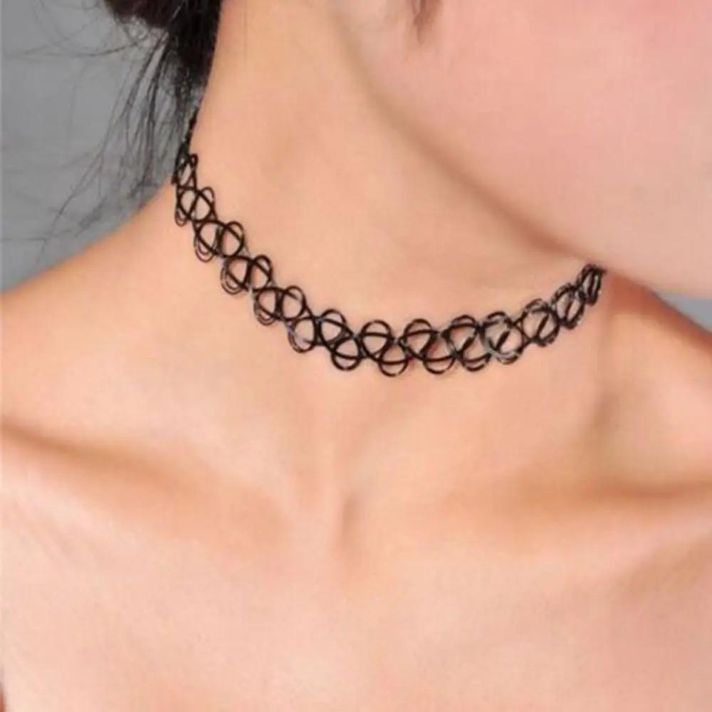 Choker Necklace Vintage Elastic Tattoo Choker Multi Color Fashion Retro Necklace Stretch Braided Fish Thread Gothic Jewellery