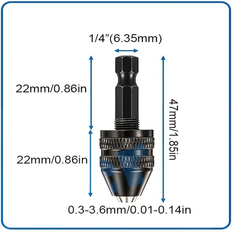 

Бесключевой сверлильный патрон, 1/4, 1/8, 1/16 дюйма, шестигранный и круглый хвостовики, маленький переходник для смены сверлильного патрона