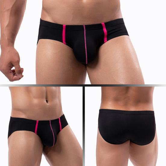 Pánské slipy Sexy nízký pas U-vypouklé Měkké prodyšné síťované kalhotky Patchworková barva Slim fit Elastické spodní prádlo Denní nošení