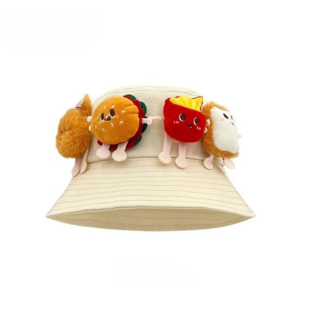Breathable Sunscreen Basin Cap Adjustable Cartoon Sunshade Hat Cute Hamburger Fisherman Hat  Women