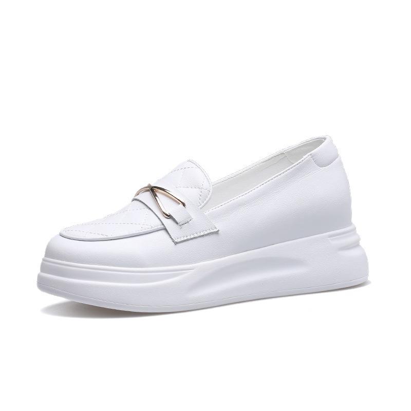 Spring invisible inner height increase women's leather small leather shoes lazy two wear women's sandals leather women's single shoes