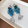New Chinese carp shell pendant, ear hook, retro fashion temperament, versatile earrings, light luxury and high-end earrings.