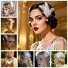 Vintage Gatsby-Style Feather Headband Fascinator Masquerade Hair Band 1920s Hair Accessories  Girls