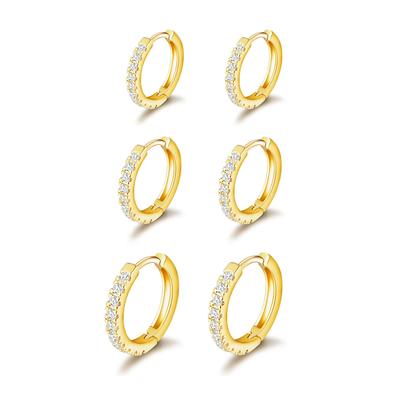 Shevalues 3 Paar Creolen-Set für Damen 14K Gold Plated Herrenschmuck Hypoallergen Luxus-Ohrringe Dekoration für Damen
