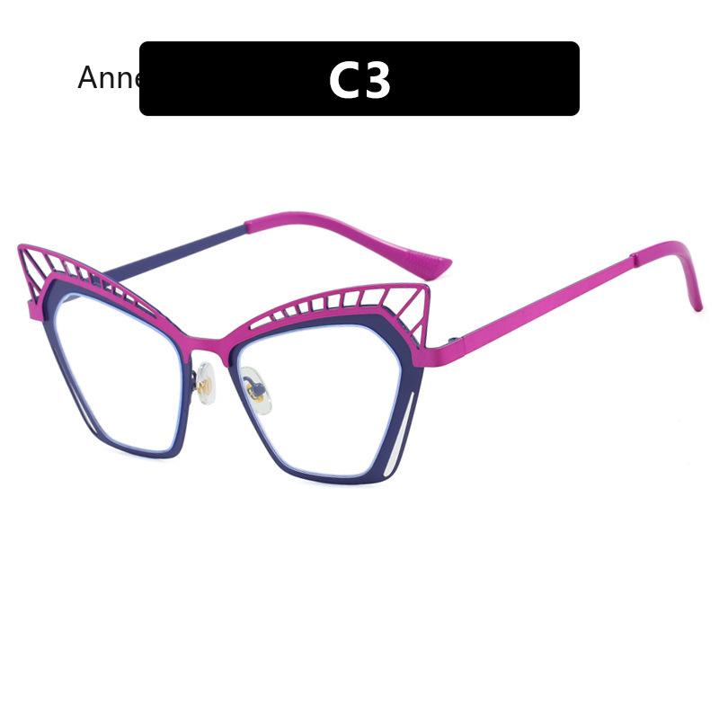 Fashion  Cat Eye Square Large Frame Eye Protection Splicing Color Ladies Anti-Blu-Ray Optical Frame Gafas Hombre