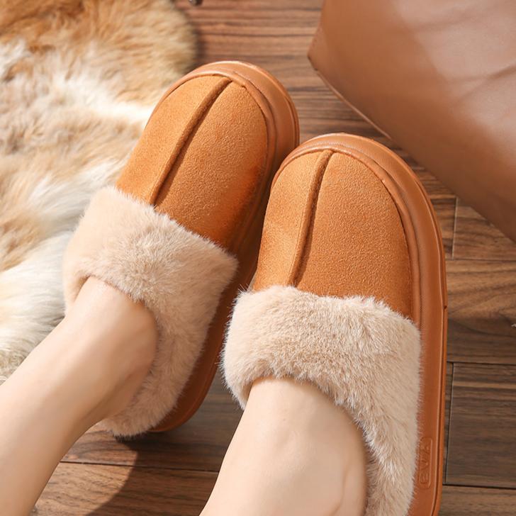 

Хлопковые тапочки для женщин, осенне-зимние, для дома, с толстой подошвой, теплые и нескользящие плюшевые тапочки 40-41 коричневый