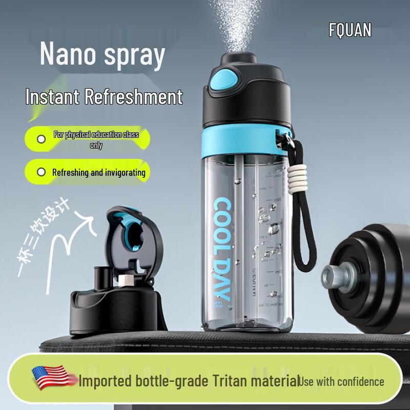 Kids Spray Water Bottle with Straw & Scale 780ml