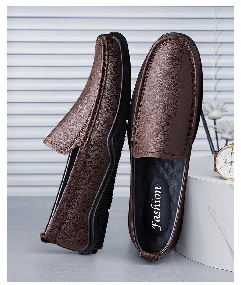 New Men's Genuine Leather Loafers: Breathable, Soft Sole Slip-on Casual Driving Shoes