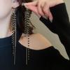 Silver Needle Feather Fringed Earrings Long Light Luxury Atmospheric Stud Earrings Personalized Design Earrings