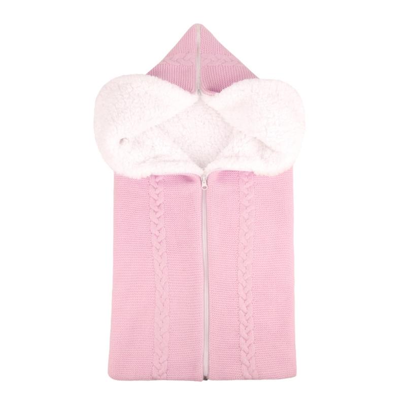 Newborn Baby Blanket Zipper Knit Crochet Warm Swaddle Wrap Stroller