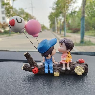 Cute Car Decoration Lovely Couple Car Decoration Cute Cartoon Couples Action Figure Figurines Balloon Ornament Auto Interior Dashboard Accessories