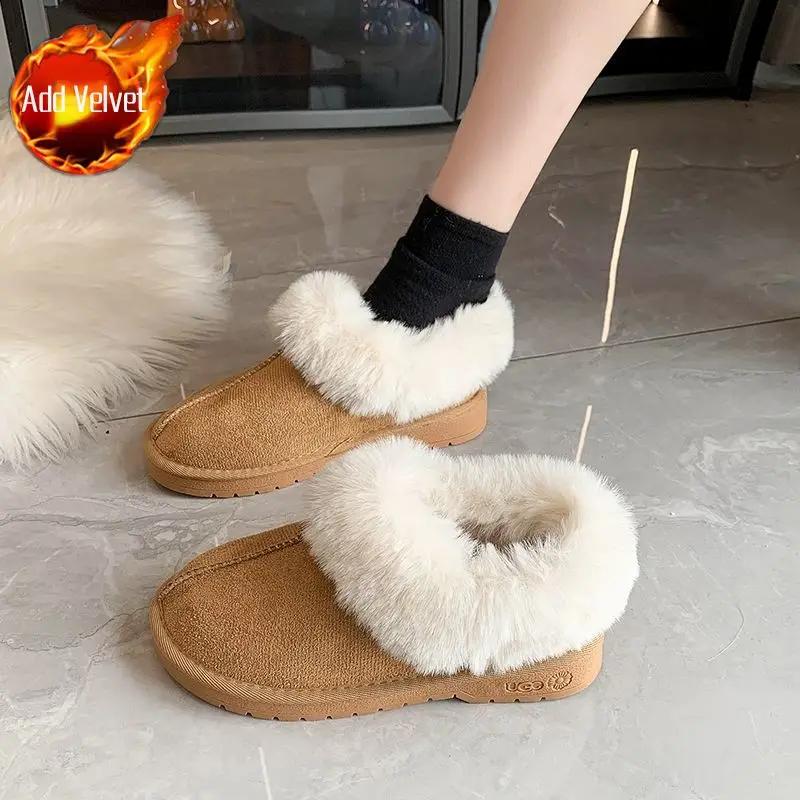 

Fashion Solid Colorn Korean Style Woman Shoes Furry Non Slip On Promotion Lamb Work Fashion 2025 New In Trend Boot Snow Boots for Wome 40