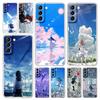 Japanese Anime Hand Girls Scenery Phone Case For Samsung Galaxy S23 Ultra S22 5G S20 S21 FE 5G S10E S9 S8 S10 Plus Clear Cover