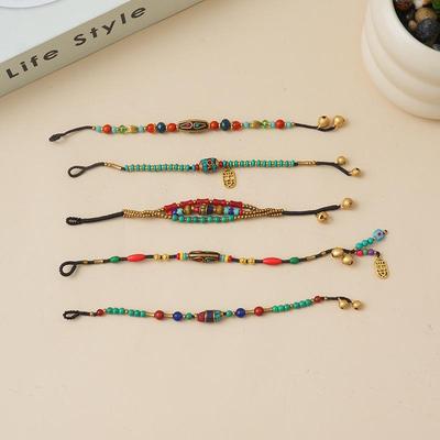 Hand-Woven Tibetan Style Bell Bracelet: Ethnic, Retro, Light Luxury Accessory.