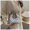 Polka Dot PU Leather Bag with Detachable Strap Lace Ruffled Handle Cute Bow Casual Purse for Daily Use
