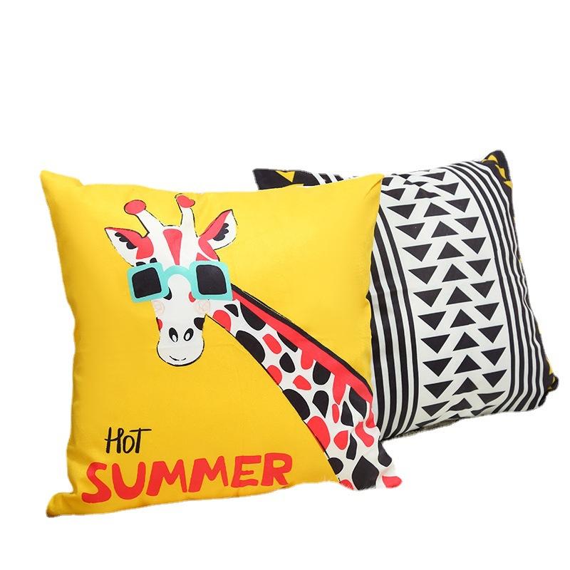Nordic Sofa Pillow Case Peach Skin Short Plush Geometric Simple Cartoon Pillow Case Bay Window Cushion Soft