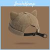 Brimless Ears Cute Cat Sweet Hat Personality Casual Solid Color Beanie Hat Cotton Breathable Washed Old Unisex Beanie Cap