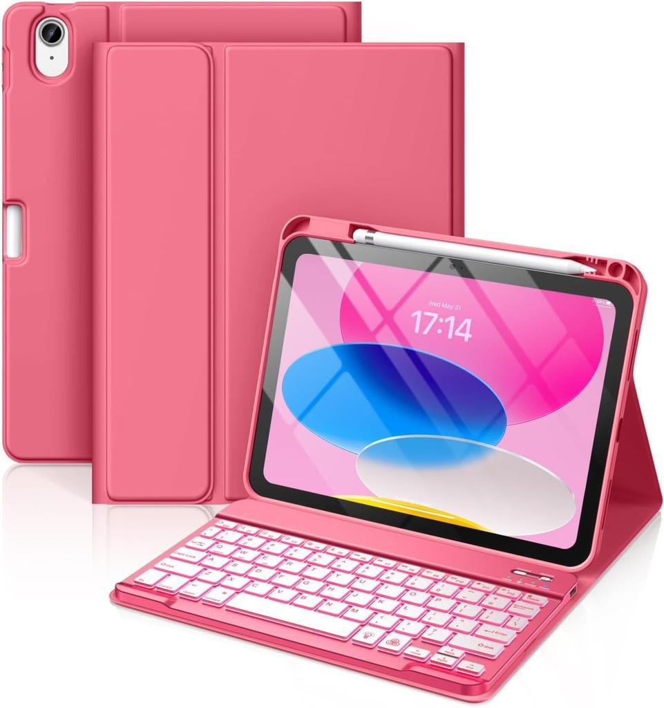 iPad A16 Backlit Bluetooth Keyboard Case for Air 1 10.9" with Pencil Charging Slot