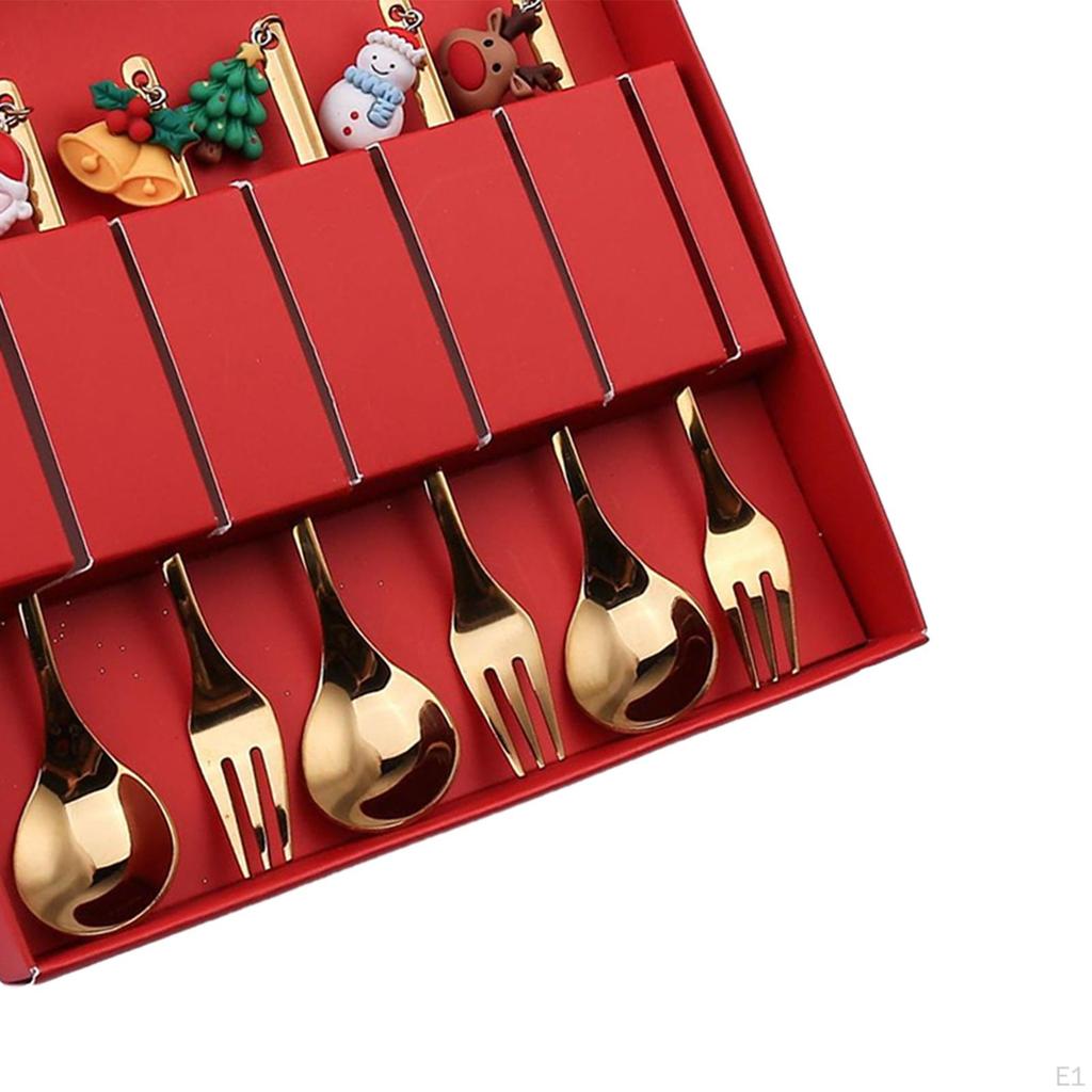 Christmas Cutlery with Gift Box, Fork And Spoon Set, Multipurpose Tea Spoons,