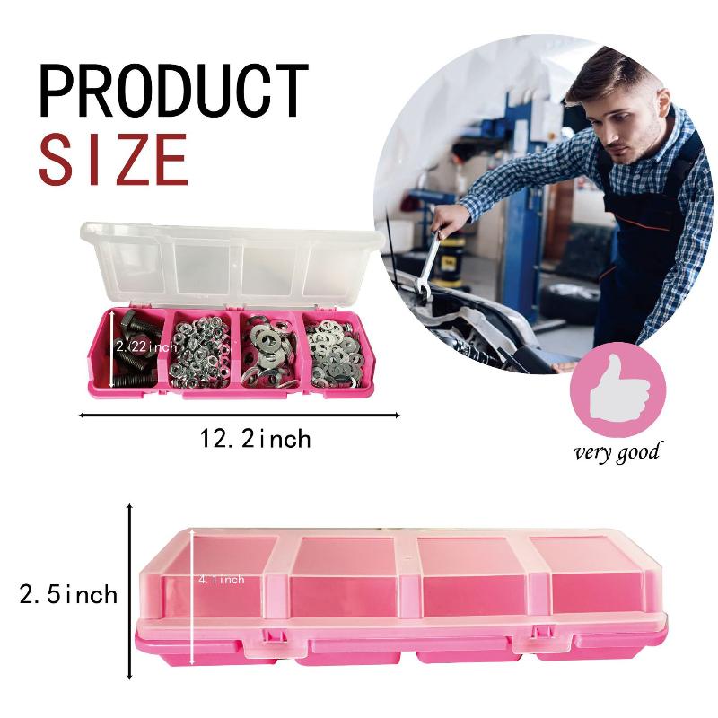 Plastic Screw Parts Organizer Box 4 Compartments Lightweight Portable Storage Holder for Home DIY Craft Nails Screws Hardware