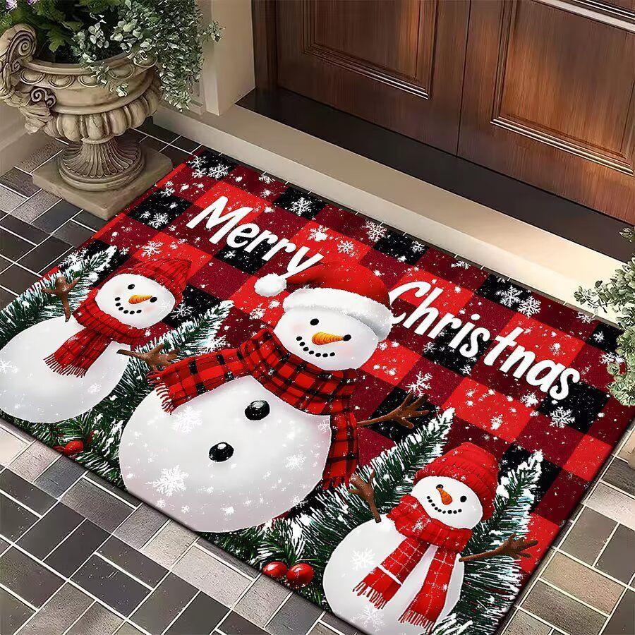 Christmas Rug, Entryway Doormat, Santa Claus Red Doormat, 3D Entryway Doormat