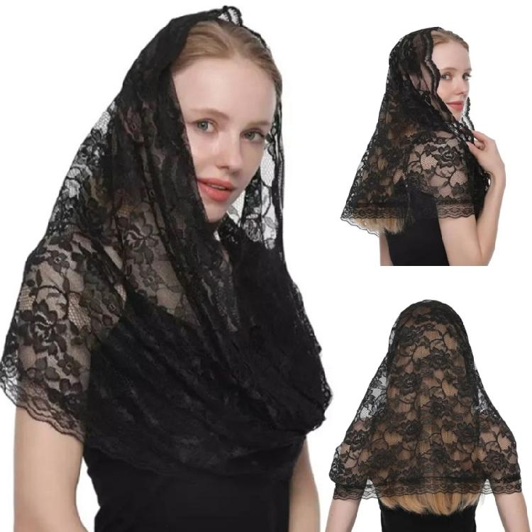 Vintage Lace Veil for Wedding Bridal Latin Mass Headscarf Veil for Bride Catholic Church Mantilla Veil Headcovering